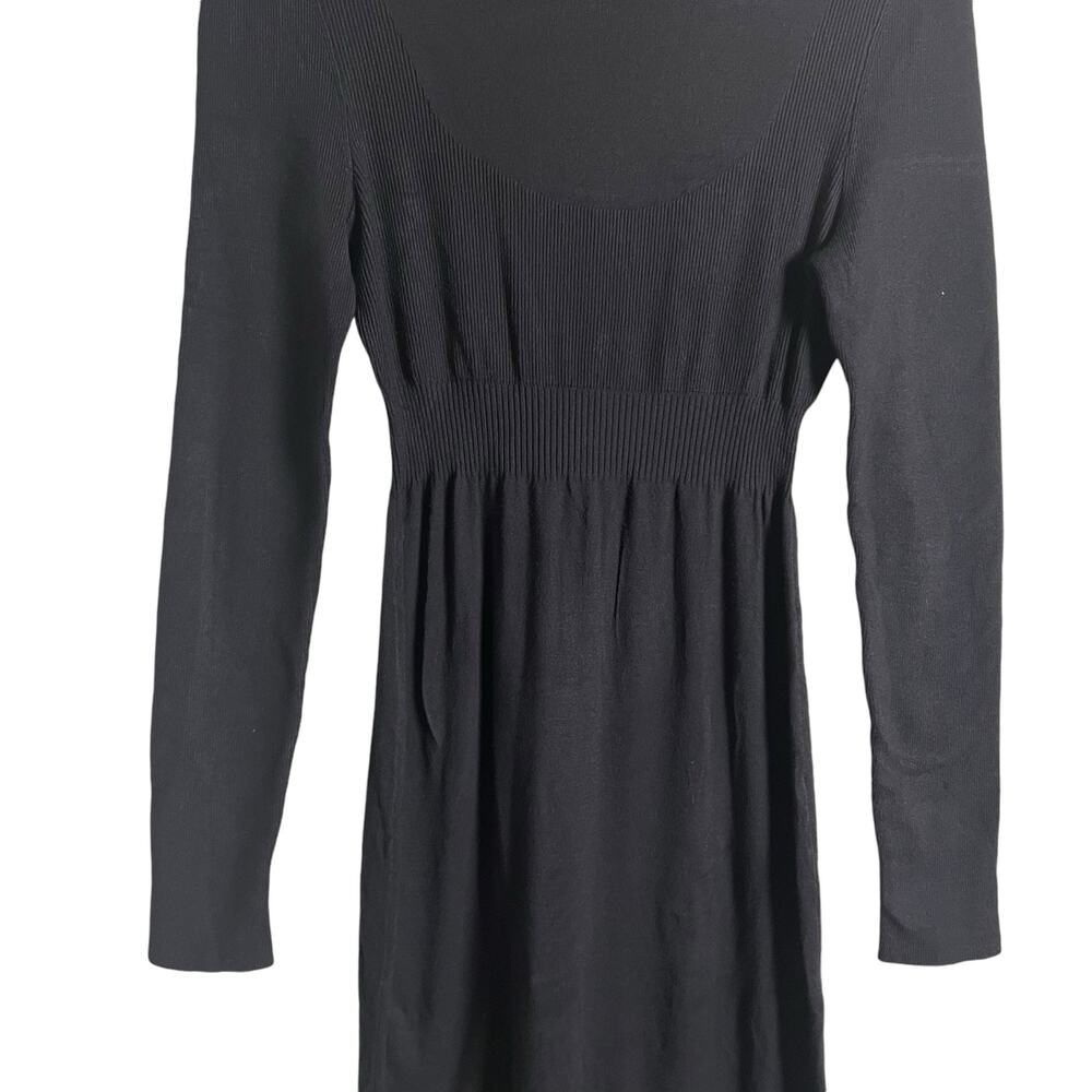 Toccin Black Ribbed Turtleneck Long Sleeve Midi Sweater Dress Size Medium - Picture 8 of 13